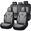 Generic Copri Sedile Auto Universale Per Ford Ranger T9 XL XLT 2023 2024 2025, Coprisedili Auto Impermeabile Traspirante，Pelle Nappa，Resistente All'usura(Black gray)