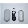 Car Passion TOPBEST Cover Chiave Guscio + Tasti Tastini in Gomma + Gancio Portachiavi Compatibile con Fiat 500 Grande Punto Evo Bravo Panda 500l Lancia Y Ypsilon Musa Delta Scocca Grigio