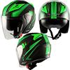 A-Pro Jet Moto Casco Doppia Visiera Scooter ECE 22-06 Certificato Nero Opaco Verde S