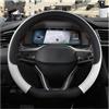 Ltusgt Coprivolante Auto Per Seat Per Ibiza 6L 6J 6P 6F KJ1 FR Coprivolante Per Auto In Pelle PU Antiscivolo 9 Colori Accessori Per Auto(D shape White)