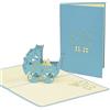 LINPOPUP LIN - Pop Up 3D Biglietto di auguri per la nascita di un bambino, Passegino (#89)