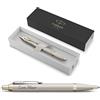 PARKER Penna a sfera in bianco e nero con incisione | penna premium | confezione regalo | inchiostro blu | regalo personalizzato | nome | inciso | anniversario | compleanno | idea regalo (champagne)