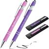 Jolis Papiers Penne personalizzate 2 in 1 con stilo touch - Incisione laser diversa su ogni penna - Chrome o Rose Gold - Astuccio regalo doppio incluso - 2 pezzi
