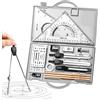 Generico Set di bussole di geometria, set di geometria per gli studenti | 16x kit geometria matematica | Strumenti di redazione con forniture per disegni di box di stoccaggio per artisti studenti insegnanti ar