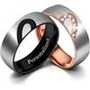 Ihanskio Personalizzato Anello Per Le Coppie Onda Della Banda Modello Anelli All'Interno Può Inciso Di Nozze Promessa Anelli Di Fidanzamento (Nero Oro rosa, Custom)