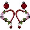 Generico ORECCHINI CUORI CON FIORI CON CLIPS