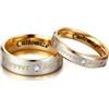Hsumonre Forever Love Couple Rings Anelli di promessa incisi con zirconi cubici Fedi nuziali Regali di fidanzamento Titanio Acciaio inossidabile dorato