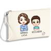 GioCandles Pochette Nonna e Nipotina o Nipotino Personalizzata | Bustina Portatrucco e Trousse | Borsetta da Spiaggia Coordinata | Idea Regalo Festa dei Nonni | 100% Cotone | 26x17 cm