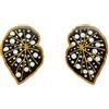 Cairui Design Foglie di begonia Nero Bianco Punto Dorato Foglia Argilla Polimerica Argento Sterling 925 Orecchini a brillantino Donna Handmade