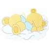Albalù Magnete Bomboniera Nascita Battesimo Celeste - Calamita Legno Orsetto Dormiglione 5x4 cm - Segnaposto Confettata per Bimbo e Bimba
