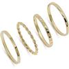 Meissa Set di 4 anelli impilabili da donna in argento 925 Anello sottile impilabile Anello midi per il dito indice Anello a pieghe in oro fatto a mano