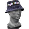 Generico Cappellino alla pescatora in denim blu per bambini, taglia 49-50 cm, ricamato con fiori