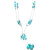 Generico Collana lunga Turchese pietre dure cavetto acciaio argento azzurra celeste cristalli donna design pendente
