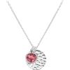 Moments Précieux Collana personalizzata con medaglietta martellata e pietra fucsia, argento