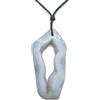 Generic Ciondolo in Calcedonio naturale - pendente pietra dura azzurra con girocollo in cordoncino nero