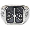 Empress Jewelry Anello da uomo in argento sterling autentico Chi Rho Alpha Omega timbrato 925 massiccio fatto a mano