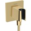 hansgrohe FixFit E - Attacco a parete per tubo doccia con supporto per doccetta, con dispositivo antiriflusso, oro lucido