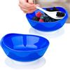 MUSLONG Piatto e ciotola con bordo alto, senza BPA, ventosa, antiscivolo, aiuto alimentare, rialzo per la cura di disabili e anziani (blu, due ciotole)