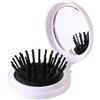 Generic Spazzola per capelli pieghevole con specchio, mini spazzola per capelli pieghevole da viaggio, compatta spazzola per capelli a specchio da viaggio (bianco)