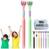 Gienslru Sensory Joy Spazzolino da denti a 3 lati, Spazzolino da denti a tre lati, setole morbide a forma di V, pulisce ogni dente per coprire completamente lo spazzolino (2 pezzi-B (bambino)