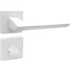 domino Elena QR SLIM White - Maniglia per porta WC - Set di maniglie per porta - Rosone quadrata - per porte del bagno - Set WC - Rivestimento rosone - Alluminio - Bianco