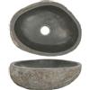 HaoChrymec Lavandino Ovale in Pietra di Fiume Naturale, Design Elegante per Bagno Moderno o Rustico, con Foro Scaro 4.5 cm, Dimensioni (29-38) x(24-31) x12 cm