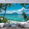JIAOQSS Carta da parati 3D da parete camere letto cucine soggiorni fotomurali premium stile 3D Parete Da Dei Murale Moderna Gigante il fondo del salone Paesaggio Spiaggia Alberi di cocco Natura