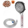 LEAZZLE Soffione Doccia 6 Modalità,Soffione doccia risparmio idricocon Tubo Flessibile 1,5M,Filtro con Pietre Minerali,Soffione doccia alta pressione,Filtro e Accessori Extra Sostituibili 7.5L/min,Cromo