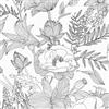 ANLIKY-Pro Carta Parati Adesiva Vintage Bianco e Nero,Disegno Line Art Fiori di Loto e Giglio,Pellicola Decorativa per Mobili e Pareti,44x300cm,Ideale per Soggiorno,Camera da Letto,Cucina,Fai da te