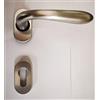 effedielle MANIGLIA PER PORTA SIDNEY 1126 IN MARITECH CROMATO SATINATO, FORO YALE, COMPLETA PER UNA PORTA DENTRO+FUORI, ROSETTA OVALE