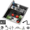 Mokid Lavelli da cucina Lavello Invisibile Cucina Con Lavabicchieri Mini Bar Ad Isola In Acciaio Inossidabile Con Slot Singolo Piccolo Lavello A Sifone Rubinetto Ad Alzata Estraibile Facile Pulire
