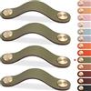 LEREATI 4 Pezzi Maniglie per Mobili in Ecopelle, 160mm Maniglie Armadio, Pomelli per Mobili Vintage, Pomello Porta per Cassetti, Armadio Cameretta, Cucina, Borsa Decorazione (Verde)