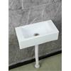 XRB2050 Lavandino a Muro in Resina, 40x20x11cm/15.7x7.9x4.3inch Lavandino Bagno Rettangolare Sospeso Salvaspazio per Piccolo Guardaroba Bagno Wc Degli Ospiti Bianco 75cm Conduttura Fognaria