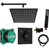 vanvilla Hansgrohe Duo Turn E e vanvilla - Doccia a pioggia con rubinetto, soffione doccia rettangolare, set doccia HGS201 nero opaco