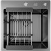 ANW HOME Lavello Cucina 1 Vasca Acciaio Inox 46x45 cm da Incasso, Grafite PVD con Rivestimento Nano, Spessore 3,0/1 mm, Profondità Vasca 22 cm, con Sifone