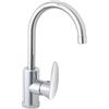 Inbagno Miscelatore Monocomando Per Cucina E Lavanderia In Acciaio Inox E ABS Cromato Dalla Base E Forma Tondeggiante Con Canna Alta Orientabile A 360°