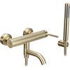 Rea - Rubinetto Vasca Da Bagno Argon Brush Gold Miscelatore Vasca Con Doccetta In Ottone Per Bagno Caldo E Freddo Regolabile (Oro Spazzolato) 6,5x24,5x12cm