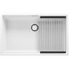 PRIMAGRAN Lavello sottotop Bianco 76x47cm, Lavandino in Granito a 1 vasca + Set di accessori, Lavabo da Cucina al Mobile 80cm - Prague Level S530