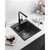 Sofetiy Lavandino Cucina Nero Antracite 40x45cm, Lavello Cucina 1 Vasca in Acciaio Inox, Lavabo Cucina Singola Con l'Ultimo Sifone e Troppopieno, Lavelli da Cucina
