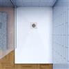 GENERIC Piatto Doccia Bianco 80x120cm in Pietra Artificiale e Resina Mista, Effetto Ardesia Ruvido, C3 Antiscivolo, Resistente agli Urti e Deformazioni, Incl. Piletta e Tubo