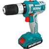 TOTAL - Trapano a percussione a batteria P20S da 20 V | Mandrino automatico fino a 10 mm | 2 velocità e luce LED | Include 2 batterie 2 Ah, caricabatterie, valigetta