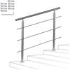 Fiqops Corrimano in acciaio inox, Ringhiera per scale esterni e interni 150 cm con 3 barre trasversali Ø 42 mm regolabile ad angolo per scale, giardino, ingresso casa, parapetto