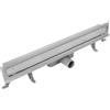 Vogi Canalina per doccia in acciaio inox, set completo di scarico a parete, piastrellabile, setaccio per capelli con sifone, piedini di montaggio inclusi doppio scarico a pavimento, lunghezza 30 - 70 cm