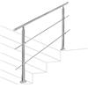 Vigevee Corrimano in acciaio inox, per interni ed esterni, Ringhiera 80 cm, con 2 barre trasversali e accessori per scale, parapetti, balconi
