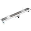 tectake® Canalina di Scarico Universale per Box Doccia o Cabina Doccia Pavimento con Piastrelle, Kit con Griglia Acciaio Inox Removibile, Canalina, Sifone, Adattatore, Valvola Antiodore - 70cm