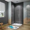 AICA 185cm Box Doccia Angolare Porta Pieghevole A Libro Vetro 6 mm Temperato Trasparente Anticalcare Con Barra Stabilizzatrice 90x70cm