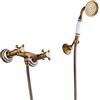 Fw Rubinetto Vasca Bagno, Miscelatore Esterno Per Vasca/doccia 2 Manopole, Con Doccetta & Tubo Flessibile 1.5M & Supporto, Ottone Anticato, Supporto a Parete Per Vasca, Bronzo
