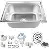 MINGYI Lavello da cucina 1 vassoio, lavello con sifone e piletta, lavello da incasso lavello in acciaio inox 1 vassoio (forma rettangolare 50×40×20 cm)