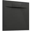 Parama Piatto Doccia 80x80 Nero Effetto Pietra Mod. Cosmos Quadrato in Vetroresina SMC Riducibile Piletta Inclusa e Cover In Tono Parama
