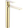 Rea Storm Gold Rubinetto Lavabo Alto Miscelatore Da Bagno In Ottone Monocomando Rubinetto Regolabile Caldo E Freddo (Oro Chiaro) 18,5x4,2x29,5cm